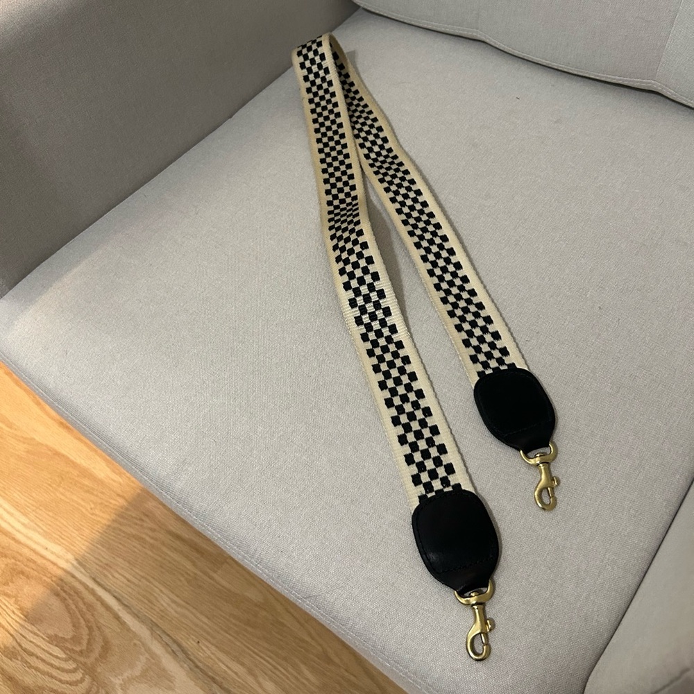 Clare V long crossbody strap checkered